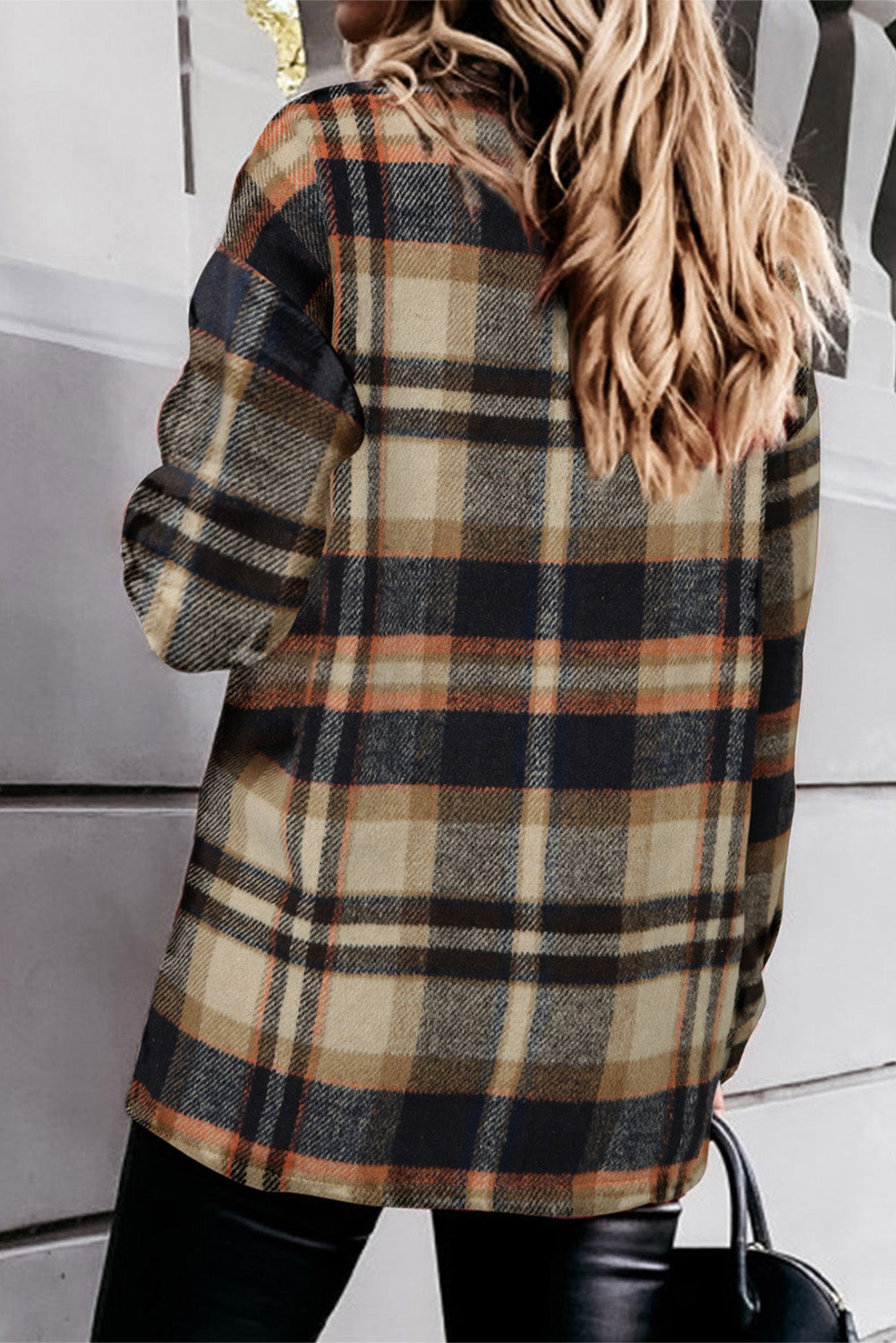 Brown Plaid Button Up Long Sleeve Flannel Shacket