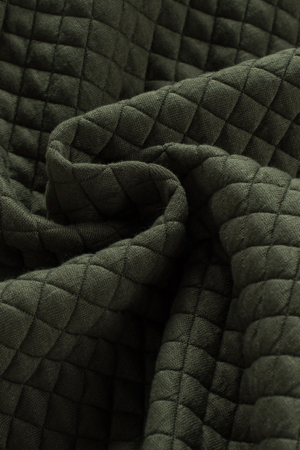 Green Lattice Texture Pockets Button Up Quilted Shacket