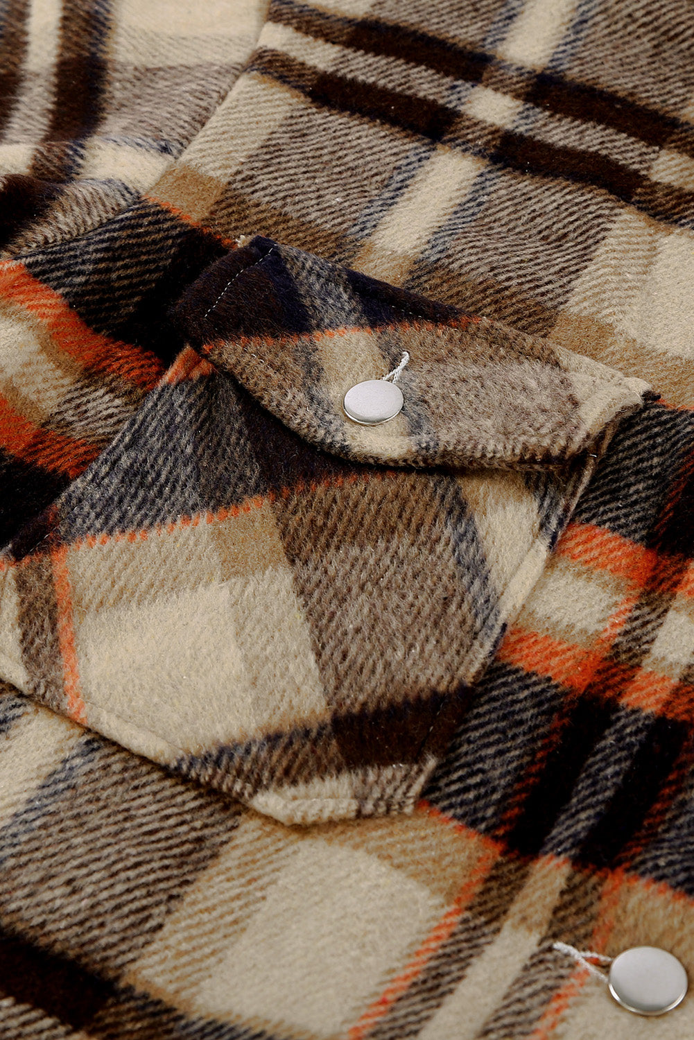 Brown Plaid Button Up Long Sleeve Flannel Shacket