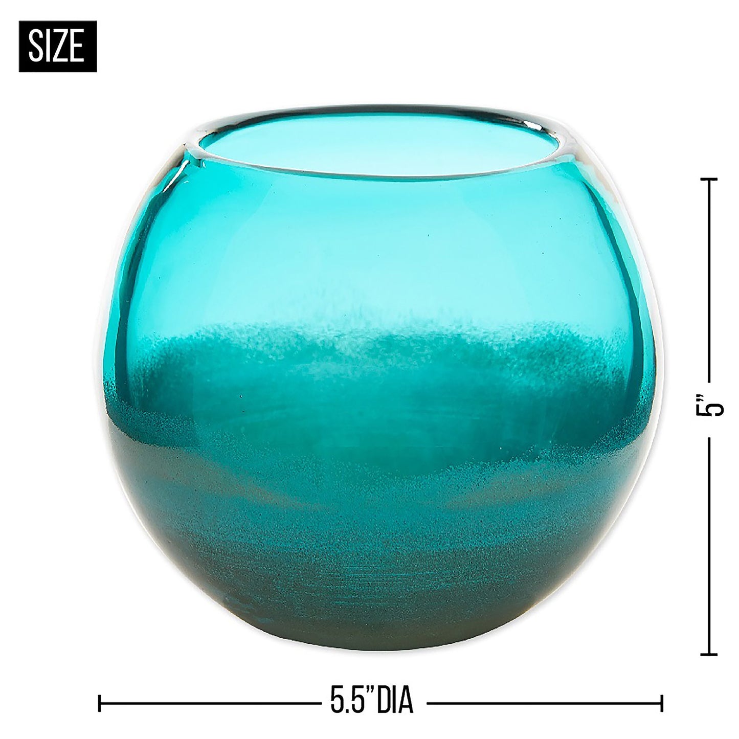 Accent Plus Small Aqua Fish Bowl Vase - Decorative Glass Home Décor