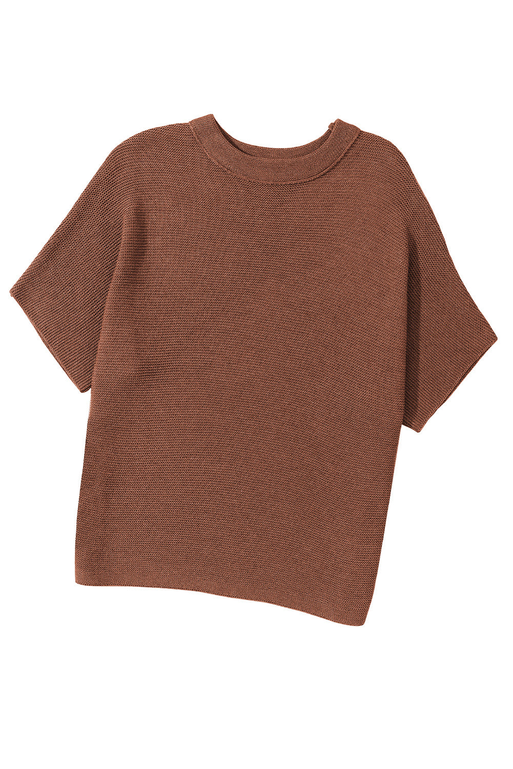 Apricot Mock Neck Short Batwing Sleeve Sweater