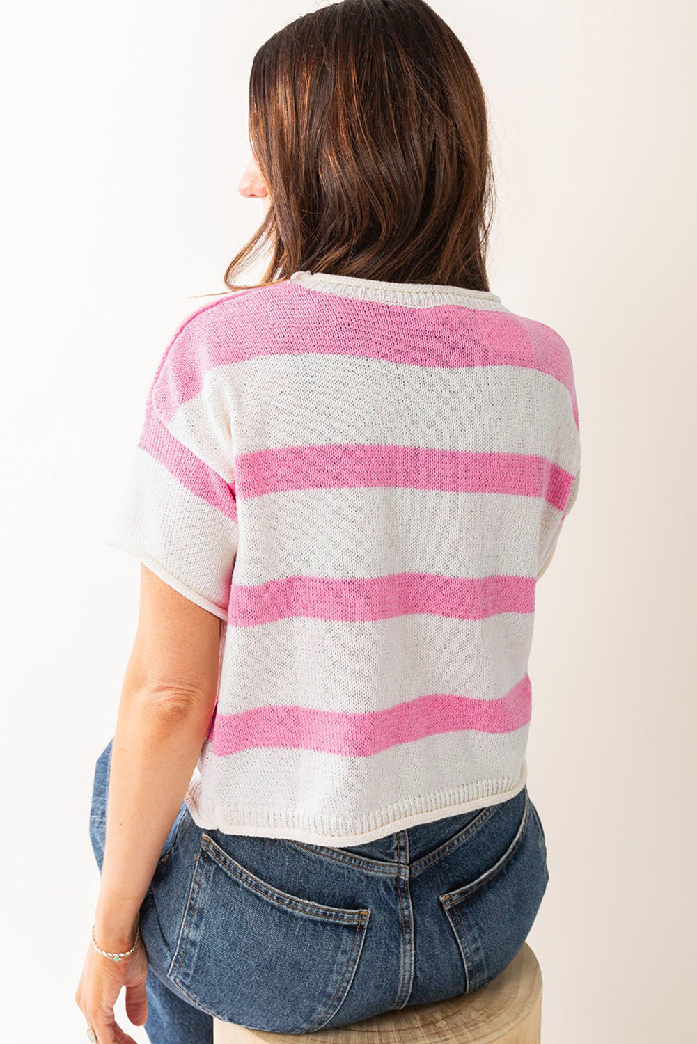 Pink Stripe Drop Sleeve Lightweight