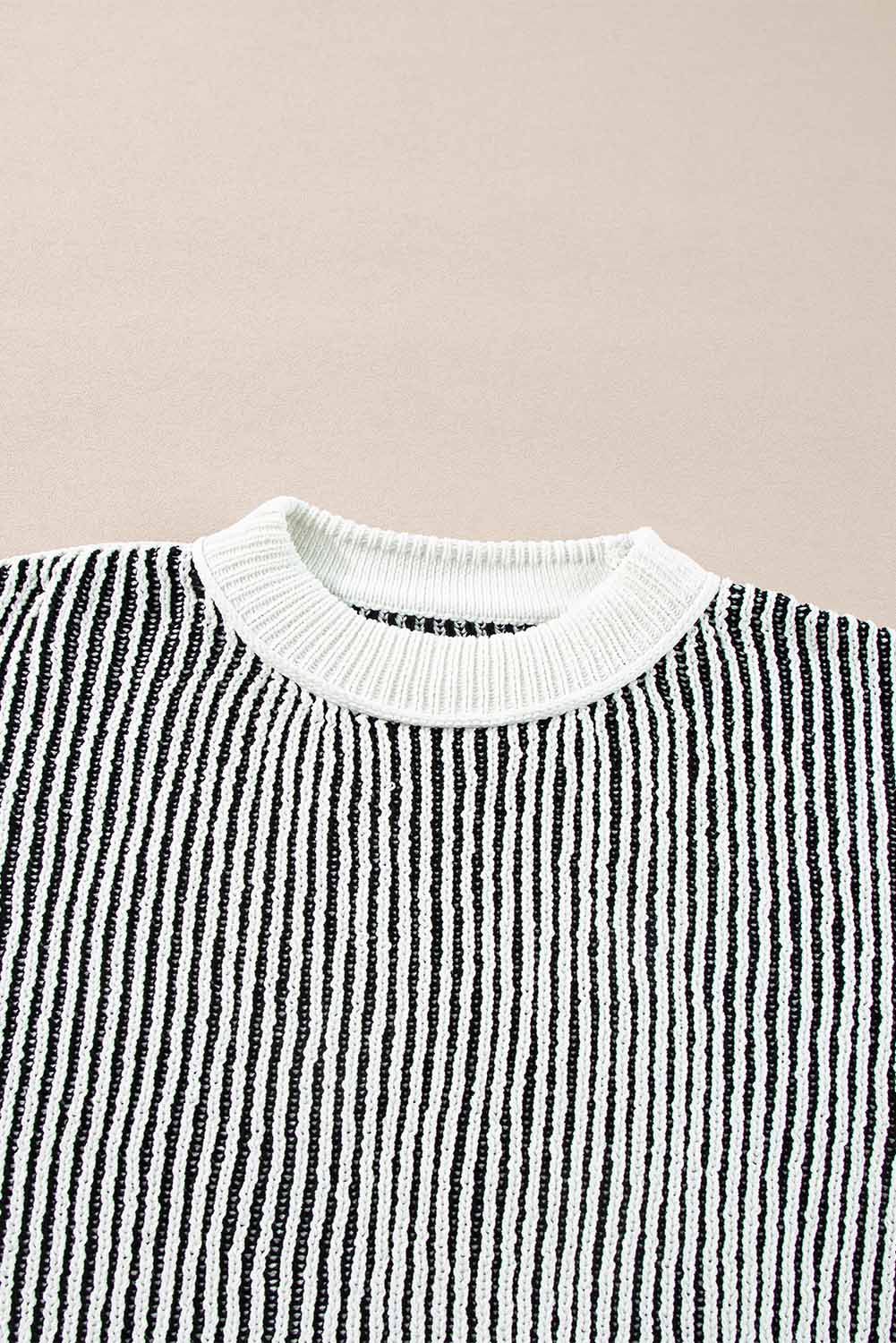 Chestnut Striped Contrast Trim Loose Sweater