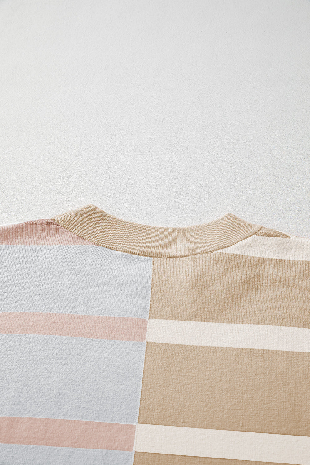 Pink Striped Colorblock Drop Shoulder Sweater