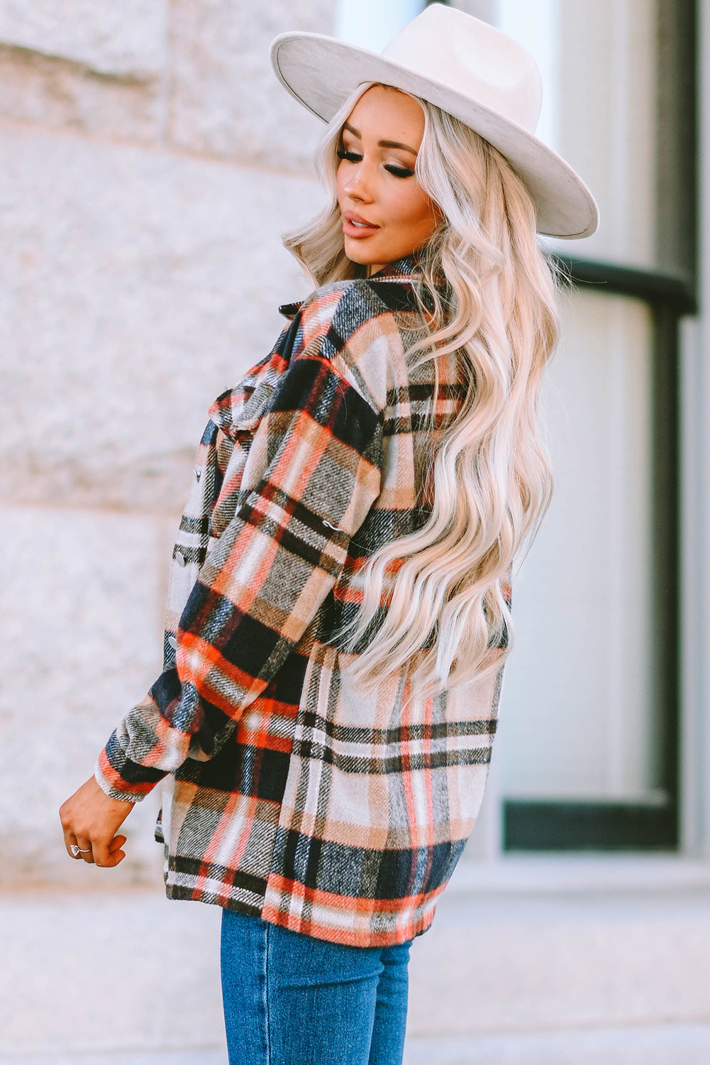 Brown Plaid Button Up Long Sleeve Flannel Shacket