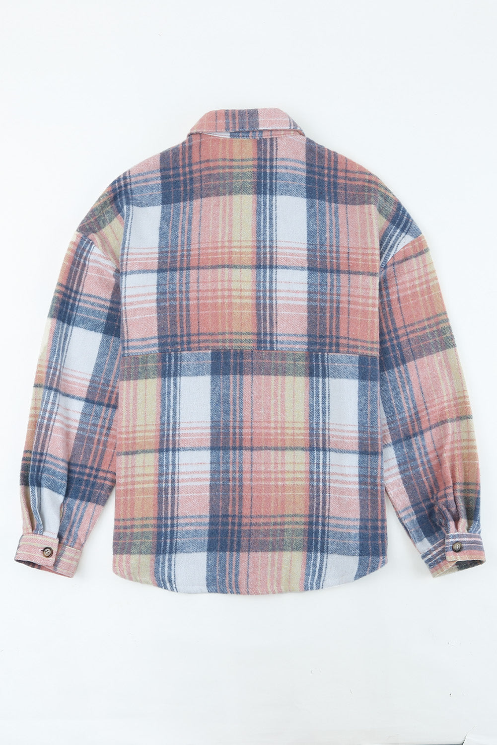 Gold Flame & Grey Plaid Button Up Collared Flannel Shacket