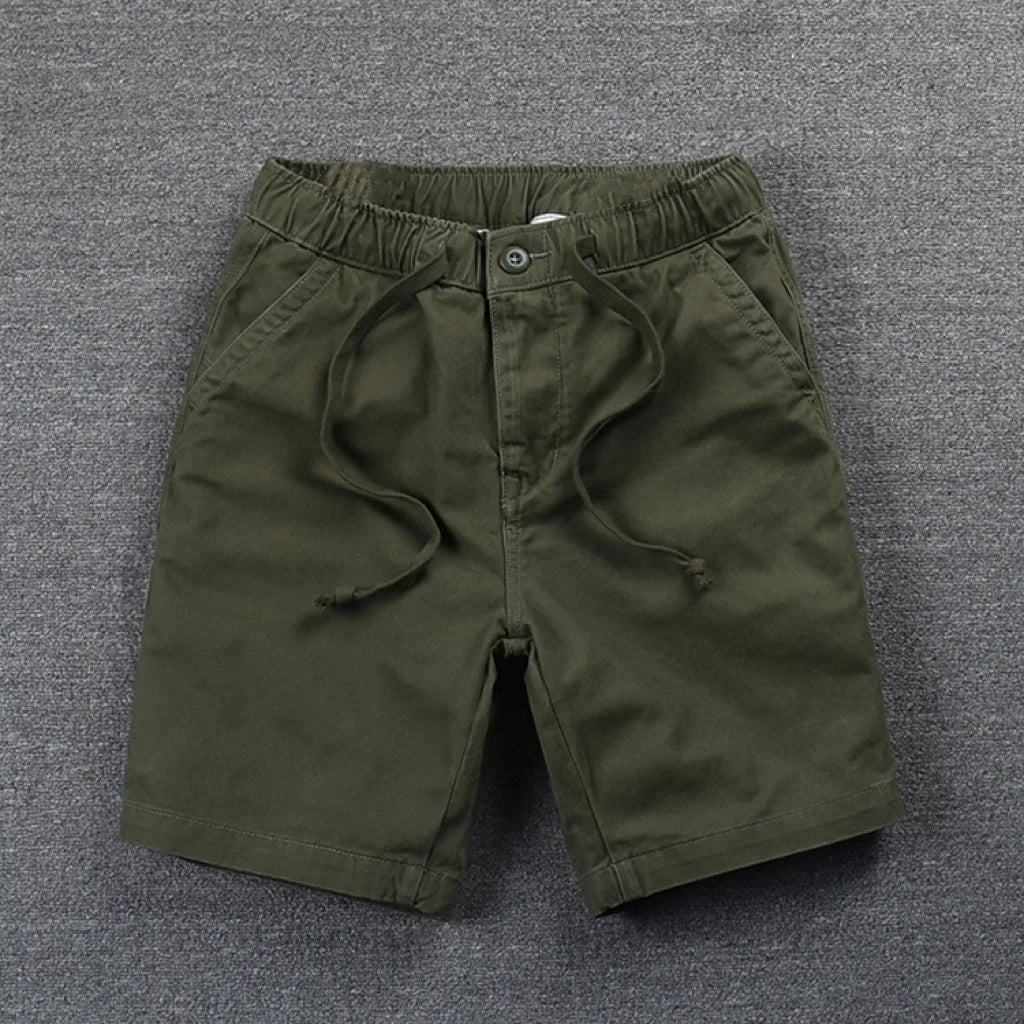 2024 Mens Cotton Casual Shorts Summer Business Casual Knee Pants Classic Khaki American Style Streetwear Golf Shorts Beige