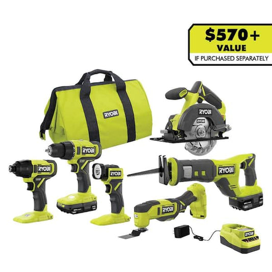 RYOBI 18V Cordless 6-Tool Combo Kit